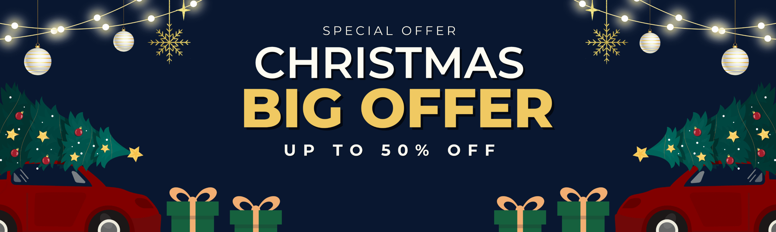 Red Illustrative Christmas Sale Outdoor Banner